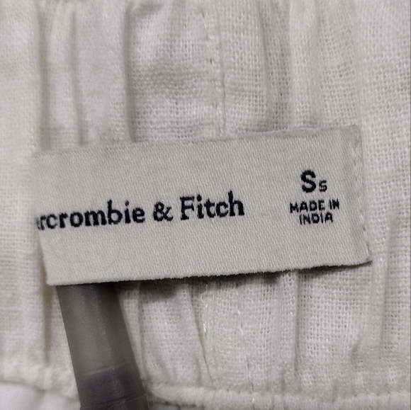 Abercrombie & Fitch Linen Blend Wide Leg Pants Women's S White Retro Minimalist - Picture 10 of 11